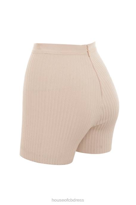House of CB Eden Beige Bandage Shorts Clothing 4H6N1016