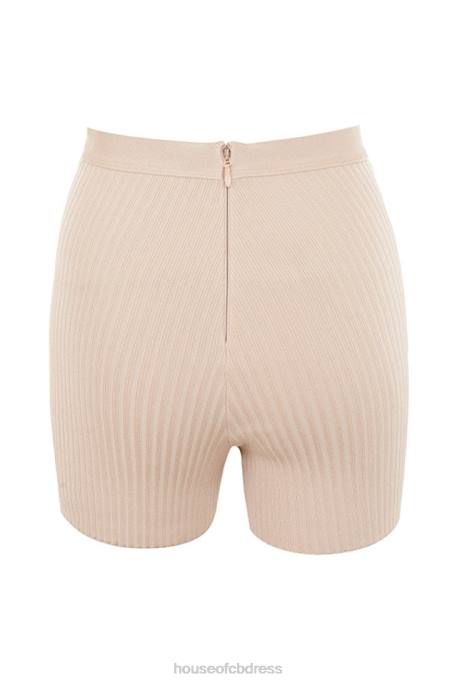 House of CB Eden Beige Bandage Shorts Clothing 4H6N1016