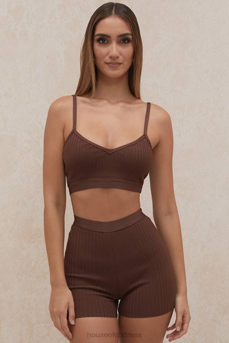 House of CB Eden Chocolate Bandage Shorts Clothing 4H6N986