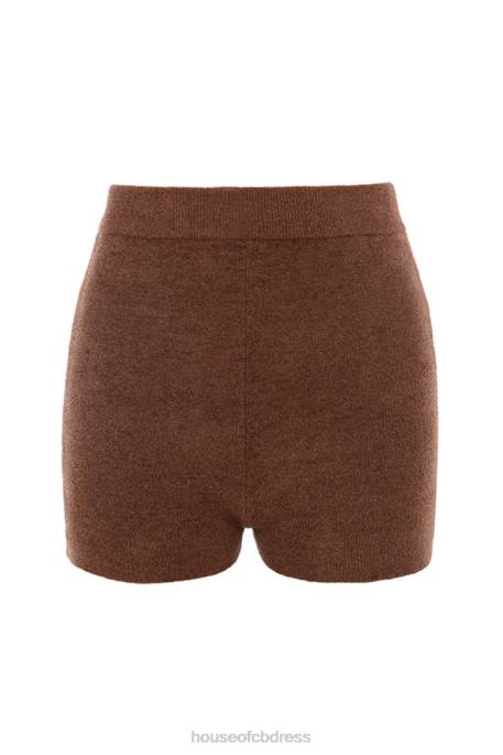 House of CB Elijah Chocolate Fluffy Knit High Waisted Shorts Clothing 4H6N987
