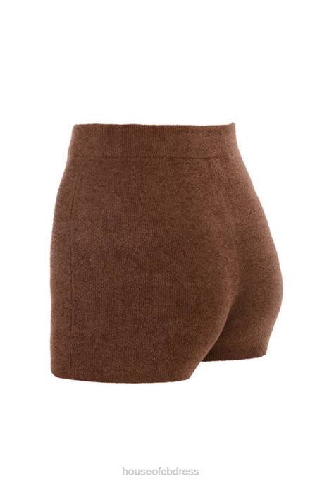 House of CB Elijah Chocolate Fluffy Knit High Waisted Shorts Clothing 4H6N987