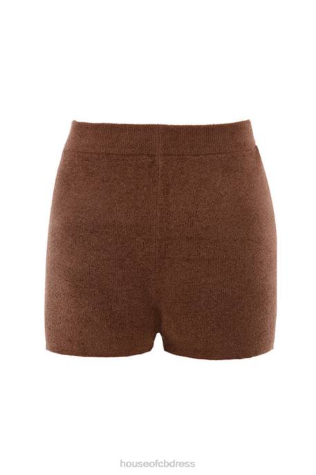 House of CB Elijah Chocolate Fluffy Knit High Waisted Shorts Clothing 4H6N987