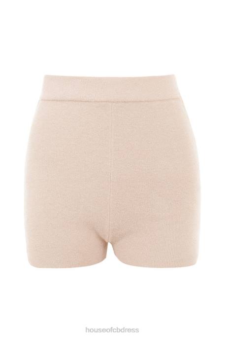House of CB Elijah Cream Fluffy Knit High Waisted Shorts Clothing 4H6N988