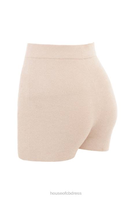 House of CB Elijah Cream Fluffy Knit High Waisted Shorts Clothing 4H6N988