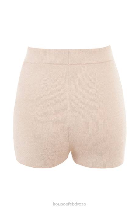 House of CB Elijah Cream Fluffy Knit High Waisted Shorts Clothing 4H6N988