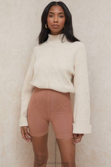 House of CB Harley Toffee Coverstitch Shorts Clothing 4H6N990