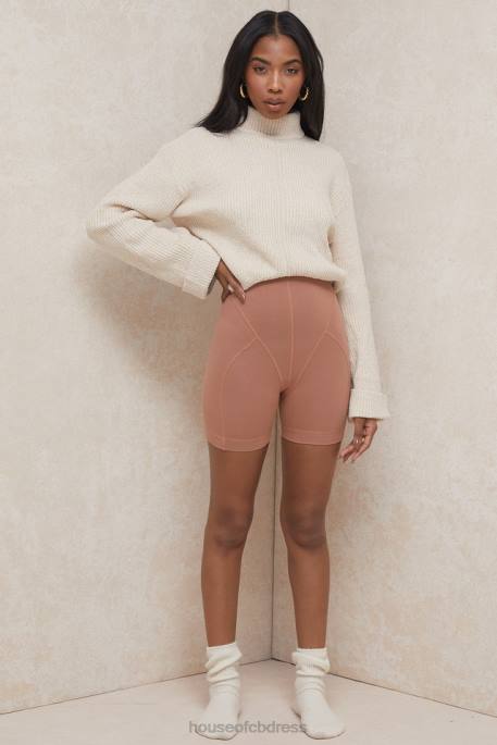 House of CB Harley Toffee Coverstitch Shorts Clothing 4H6N990