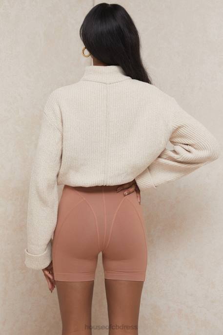 House of CB Harley Toffee Coverstitch Shorts Clothing 4H6N990