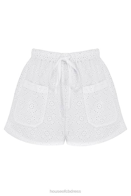 House of CB Mae White Broderie Anglaise Shorts Clothing 4H6N914