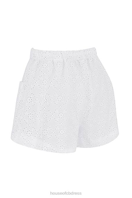 House of CB Mae White Broderie Anglaise Shorts Clothing 4H6N914
