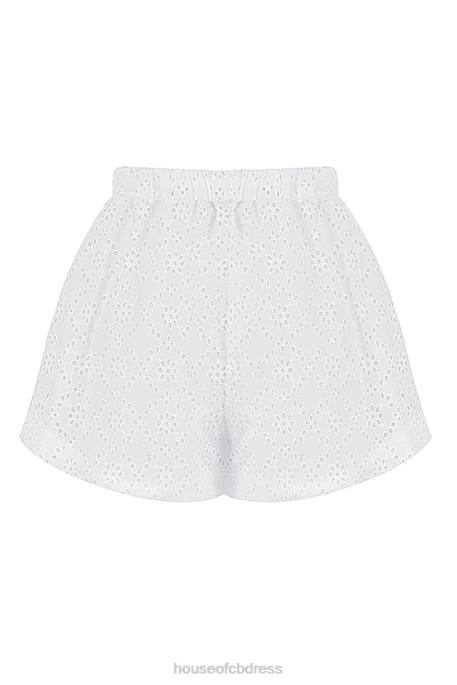 House of CB Mae White Broderie Anglaise Shorts Clothing 4H6N914