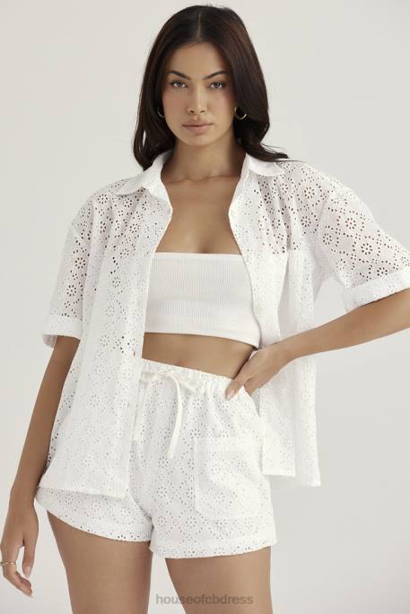 House of CB Mae White Broderie Anglaise Shorts Clothing 4H6N914