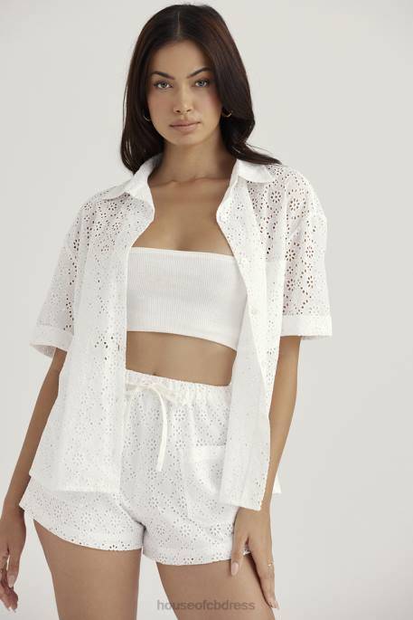 House of CB Mae White Broderie Anglaise Shorts Clothing 4H6N914