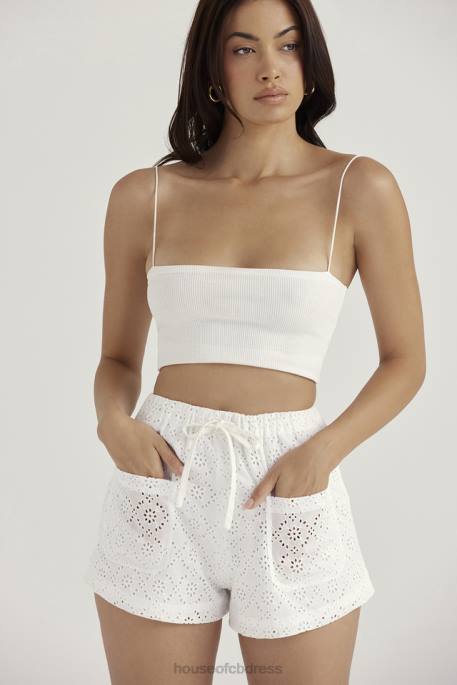 House of CB Mae White Broderie Anglaise Shorts Clothing 4H6N914