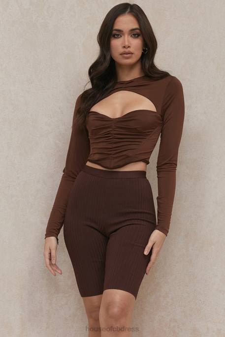 House of CB Verona Chocolate Bandage Cycle Shorts Clothing 4H6N980