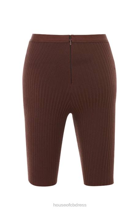 House of CB Verona Chocolate Bandage Cycle Shorts Clothing 4H6N980