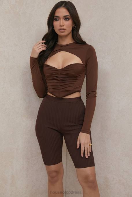 House of CB Verona Chocolate Bandage Cycle Shorts Clothing 4H6N980