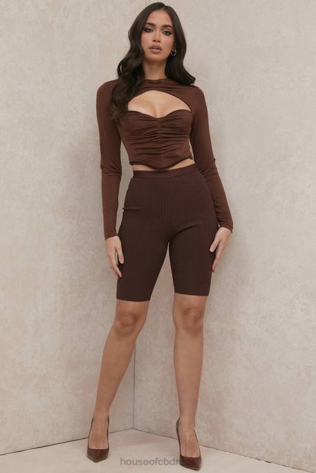 House of CB Verona Chocolate Bandage Cycle Shorts Clothing 4H6N980