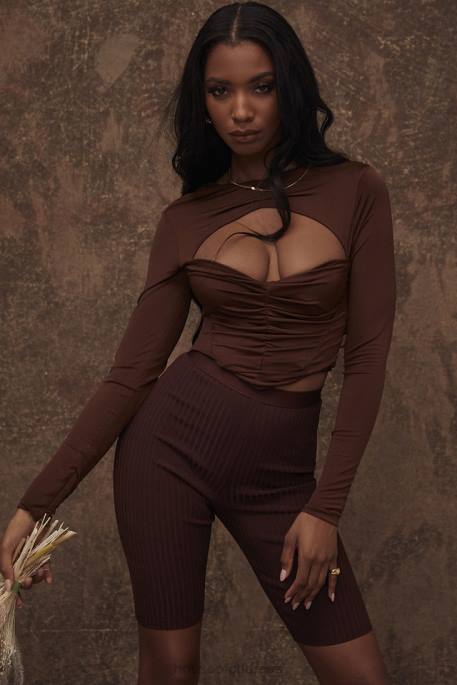 House of CB Verona Chocolate Bandage Cycle Shorts Clothing 4H6N980
