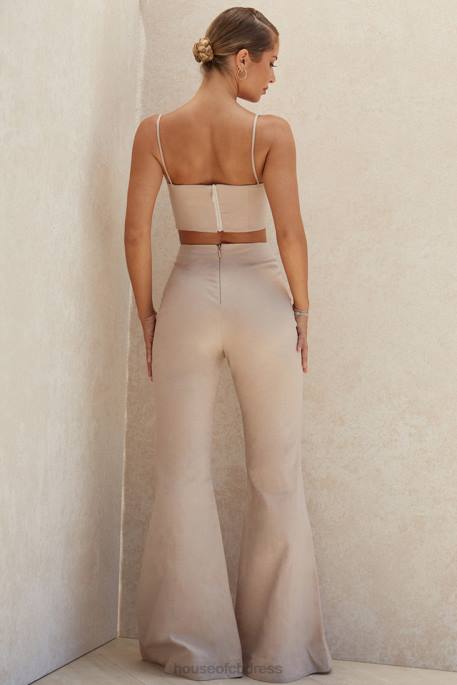 House of CB Alesha Beige Tencel Linen Trousers Clothing 4H6N1013