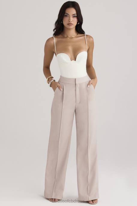House of CB Alivia Beige Loose Fit Trousers Clothing 4H6N926