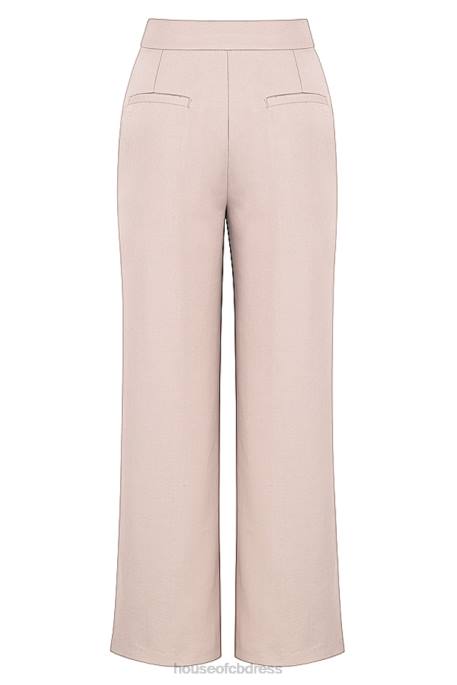 House of CB Alivia Beige Loose Fit Trousers Clothing 4H6N926