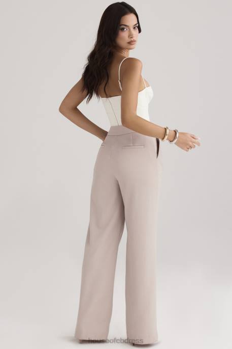 House of CB Alivia Beige Loose Fit Trousers Clothing 4H6N926