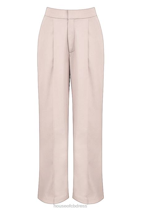 House of CB Alivia Beige Loose Fit Trousers Clothing 4H6N926