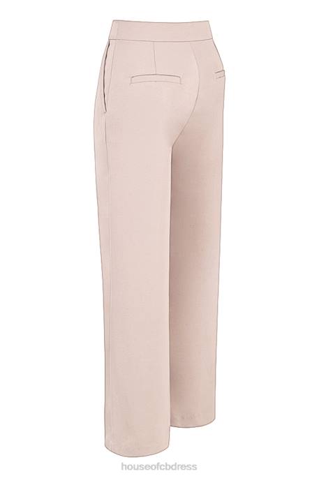 House of CB Alivia Beige Loose Fit Trousers Clothing 4H6N926