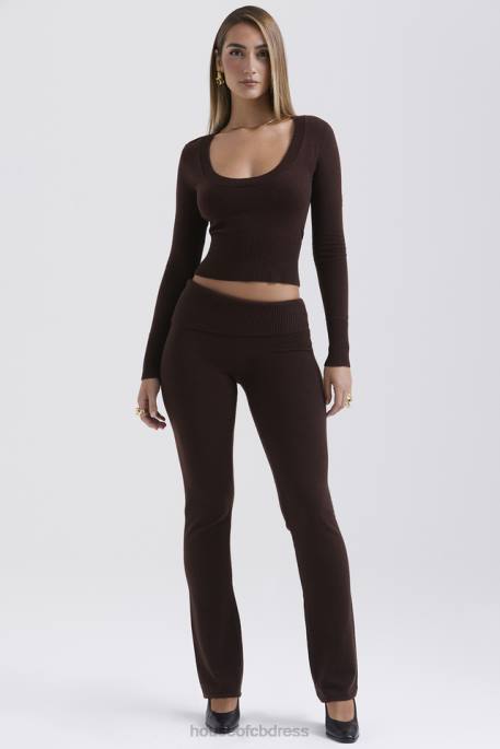 House of CB Ama Chocolate Cashmere Blend Trousers Clothing 4H6N826