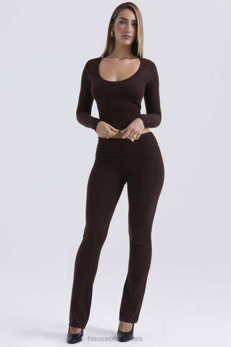 House of CB Ama Chocolate Cashmere Blend Trousers Clothing 4H6N826