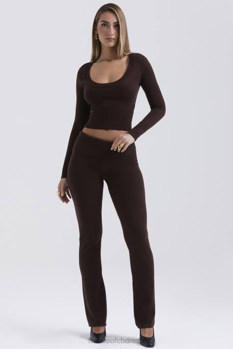 House of CB Ama Chocolate Cashmere Blend Trousers Clothing 4H6N826