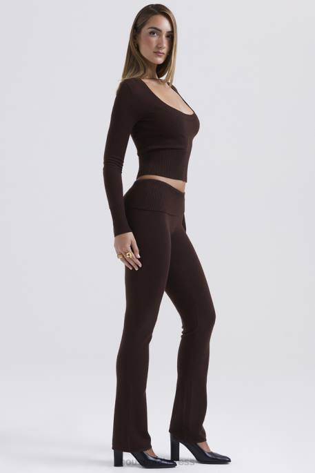 House of CB Ama Chocolate Cashmere Blend Trousers Clothing 4H6N826