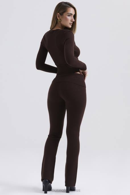 House of CB Ama Chocolate Cashmere Blend Trousers Clothing 4H6N826