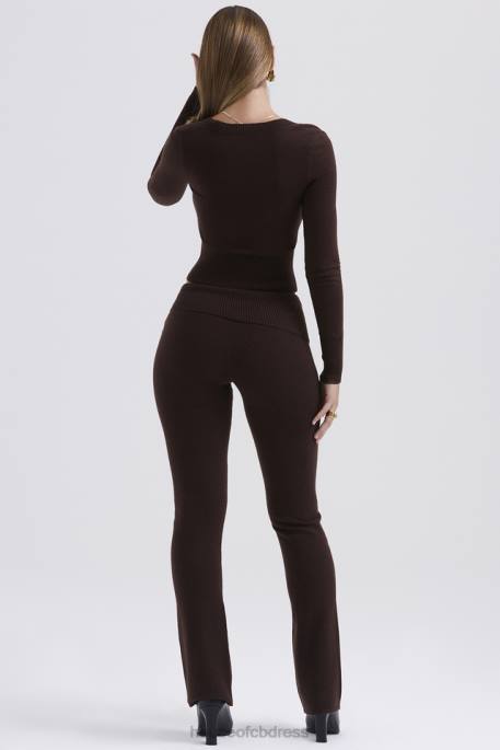 House of CB Ama Chocolate Cashmere Blend Trousers Clothing 4H6N826