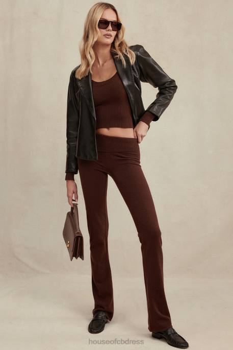 House of CB Ama Chocolate Cashmere Blend Trousers Clothing 4H6N826