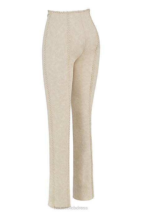 House of CB Amara Beige Faux Suede Lace Up Trousers Clothing 4H6N891