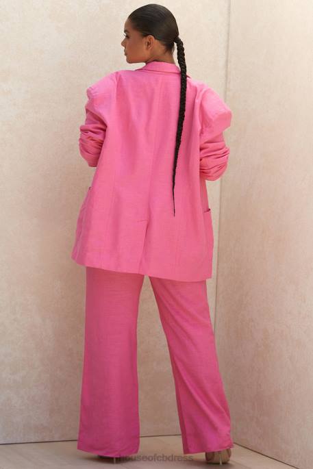 House of CB Andreia Pink Linen Blend Trousers Clothing 4H6N1018