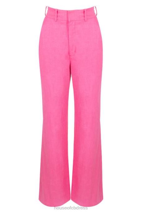 House of CB Andreia Pink Linen Blend Trousers Clothing 4H6N1018