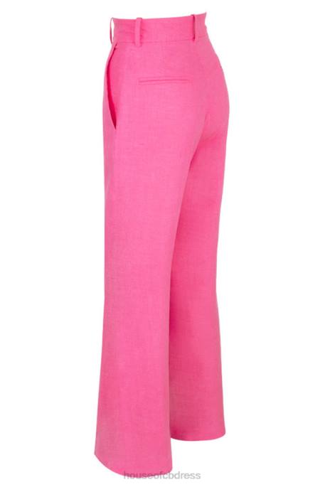 House of CB Andreia Pink Linen Blend Trousers Clothing 4H6N1018