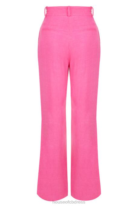 House of CB Andreia Pink Linen Blend Trousers Clothing 4H6N1018
