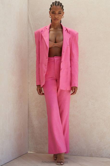 House of CB Andreia Pink Linen Blend Trousers Clothing 4H6N1018