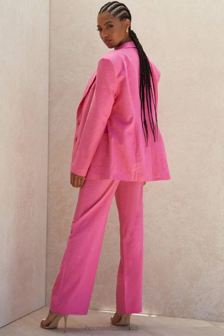 House of CB Andreia Pink Linen Blend Trousers Clothing 4H6N1018