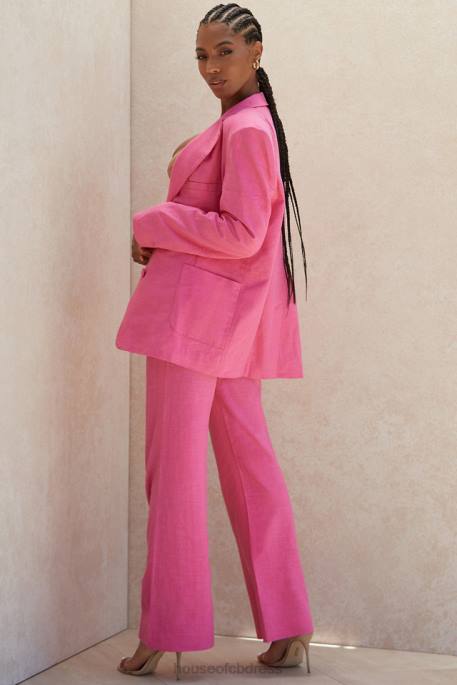 House of CB Andreia Pink Linen Blend Trousers Clothing 4H6N1018