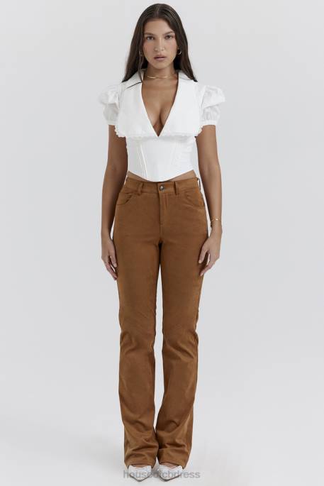 House of CB Apollo Tan Vegan Suede Trousers Clothing 4H6N849