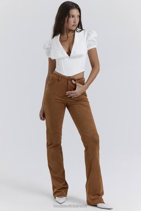 House of CB Apollo Tan Vegan Suede Trousers Clothing 4H6N849