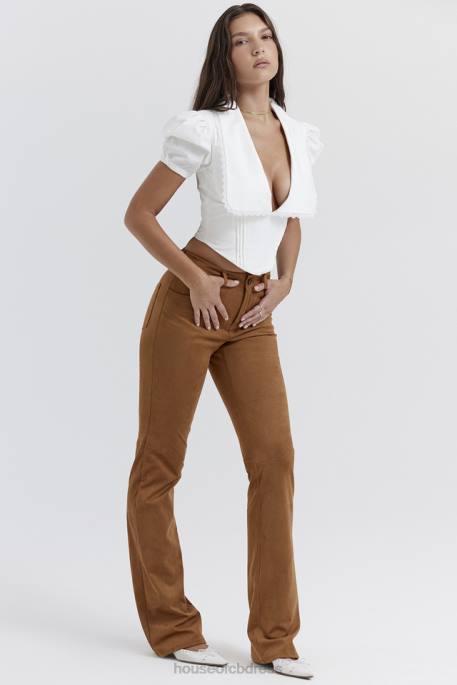 House of CB Apollo Tan Vegan Suede Trousers Clothing 4H6N849