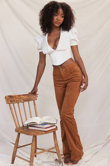 House of CB Apollo Tan Vegan Suede Trousers Clothing 4H6N849