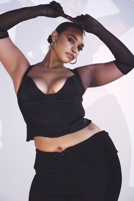 House of CB Ava Black Fold Front Trousers Clothing 4H6N956