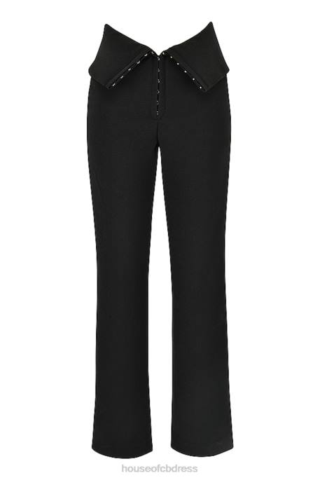 House of CB Ava Black Fold Front Trousers Clothing 4H6N956